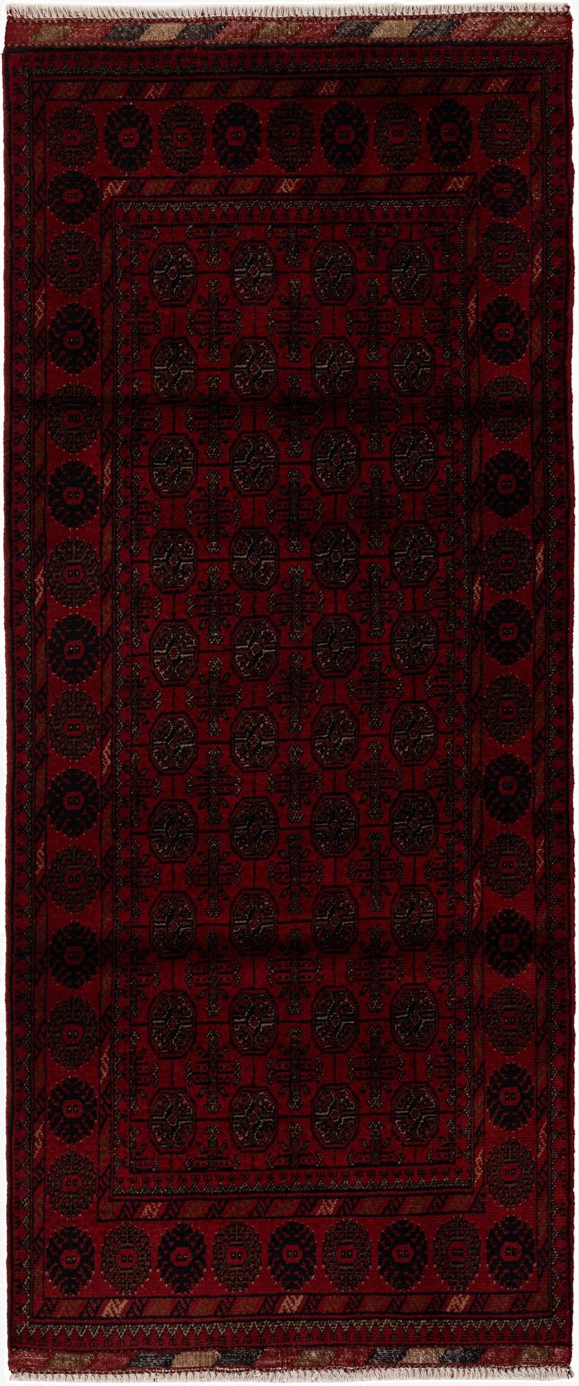  2' 9 x 6' 6  Hand Knotted Afghan Ersari Wool Runner Rug