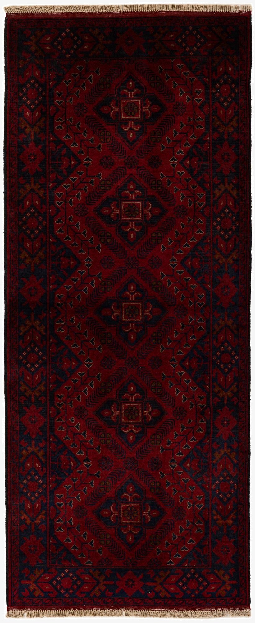  2' 8 x 11' 7  Hand Knotted Afghan Ersari Wool Runner Rug