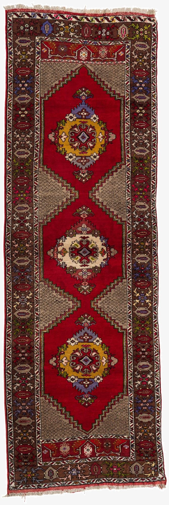  3' 6 x 10' 8  Hand Knotted Anatolian Oriental Wool Runner Rug