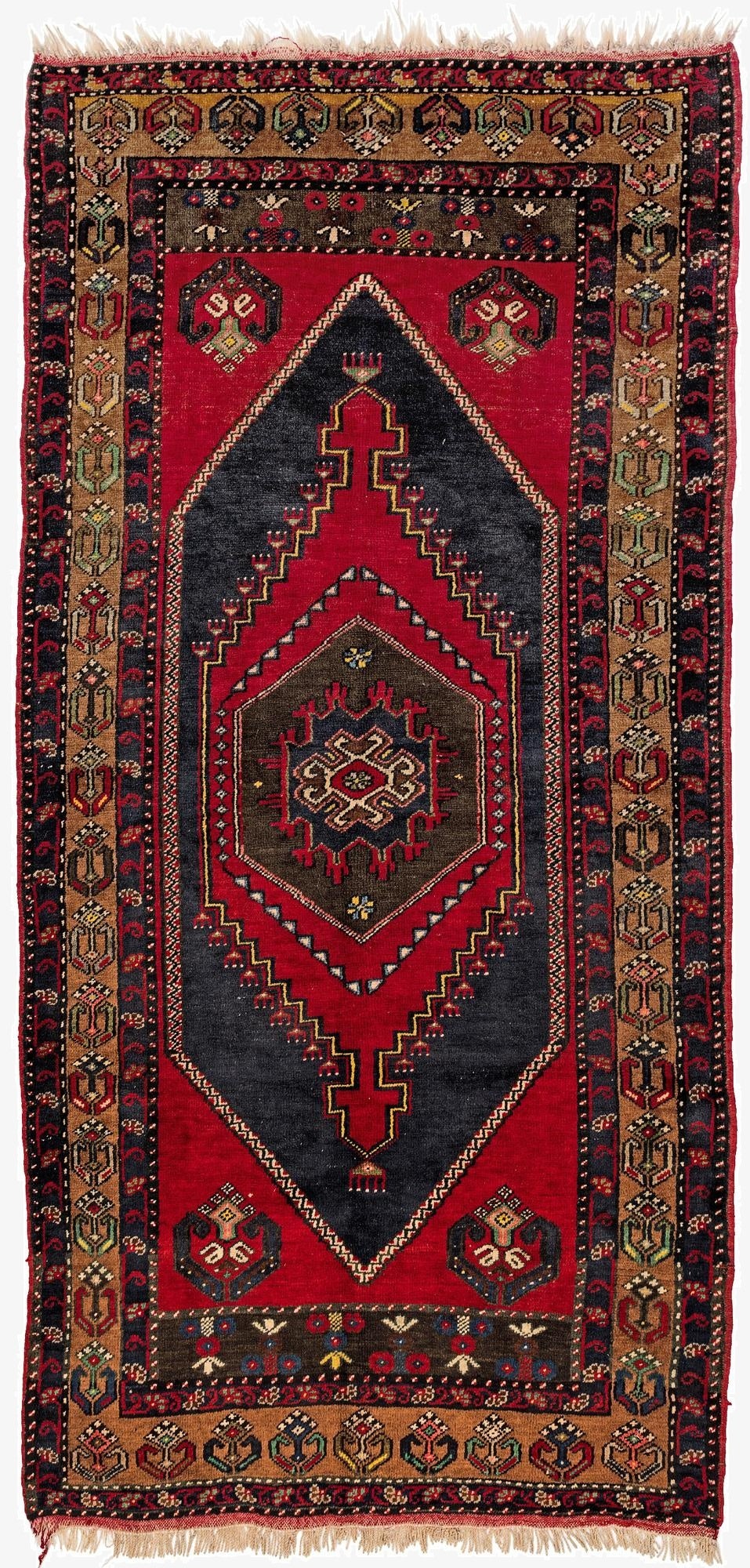  3' 7 x 7' 2  Hand Knotted Anatolian Oriental Wool Runner Rug