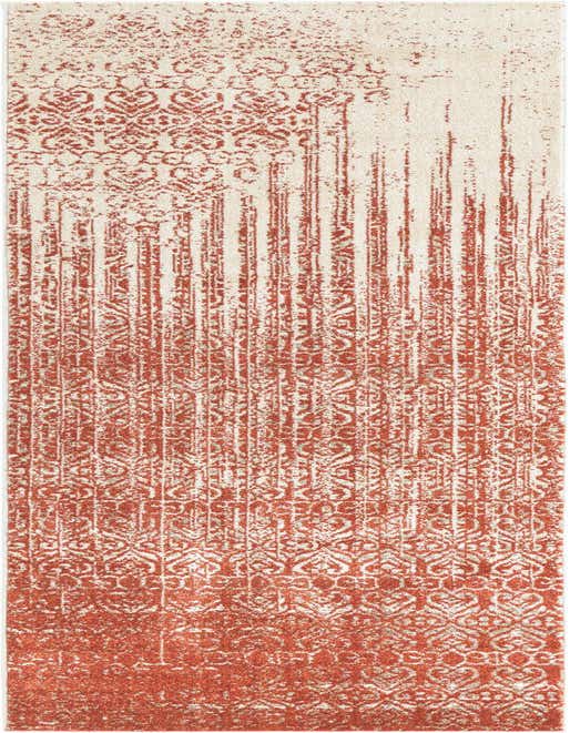 A 10 ft runner rug featuring a transitional distressed pattern in shades of red and cream, ideal for a hallway.
