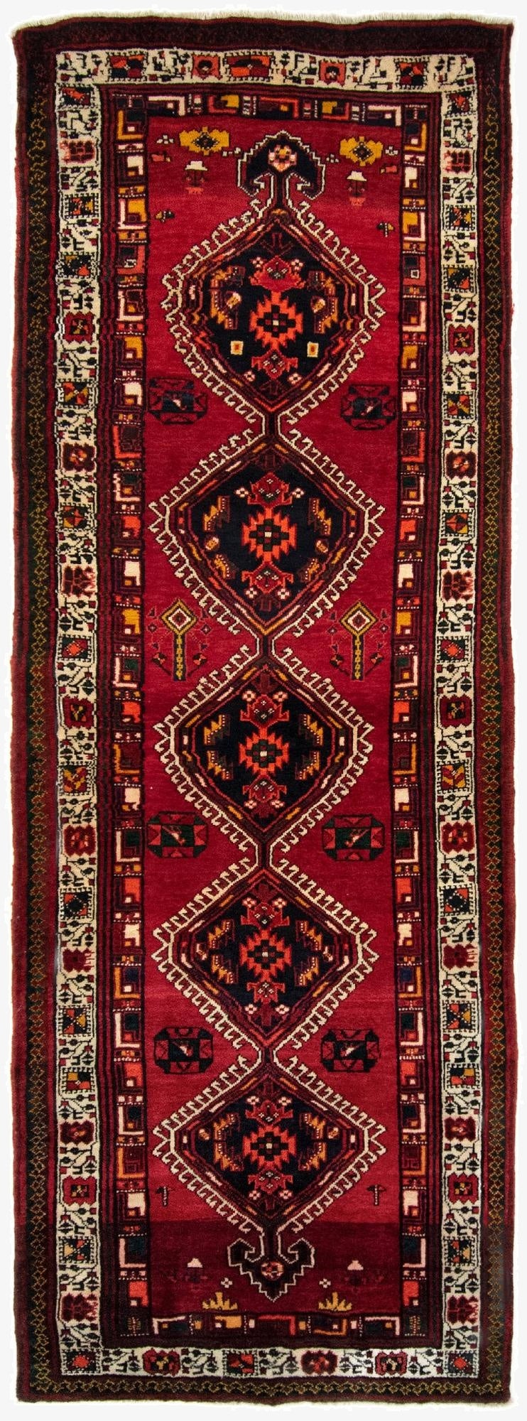  3' 9 x 10' 10  Hand Knotted Ardabil Persian Wool Runner Rug