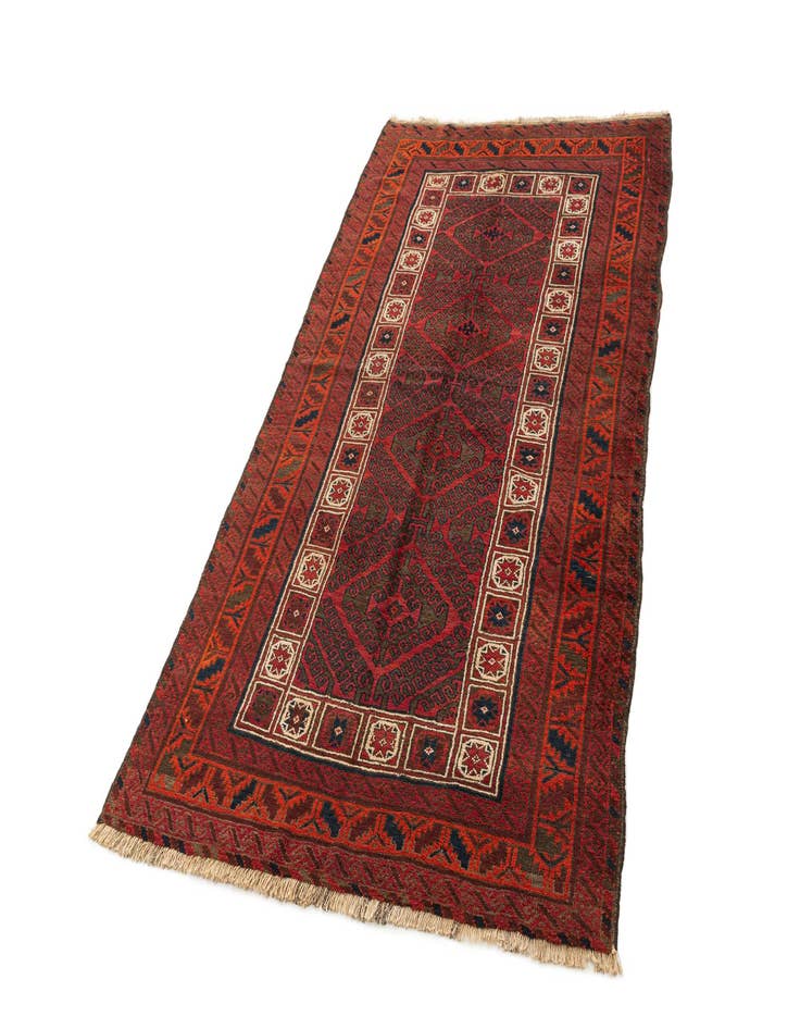 Detail image of  4' 3 x 8' 4  Hand Knotted Balouch Oriental Wool Runner Rug