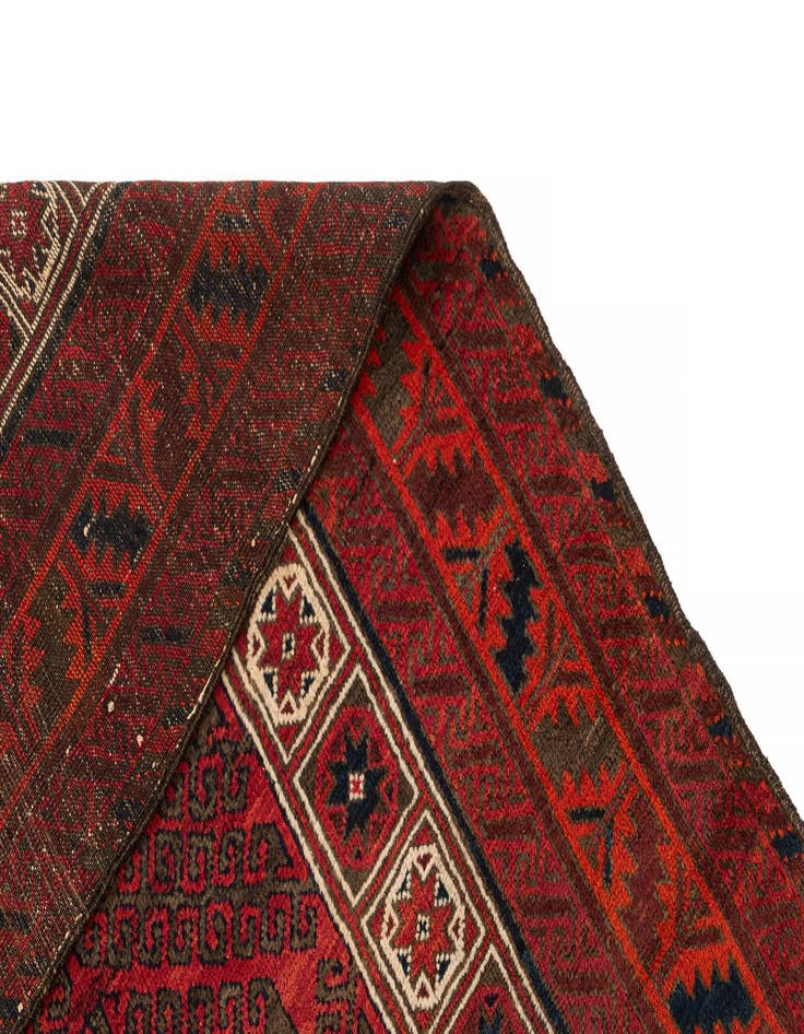 Detail image of  4' 3 x 8' 4  Hand Knotted Balouch Oriental Wool Runner Rug