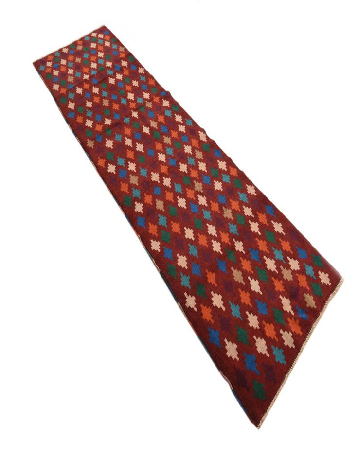 Detail image of  3' x 9' 10  Hand Knotted Balouch Wool Runner Rug