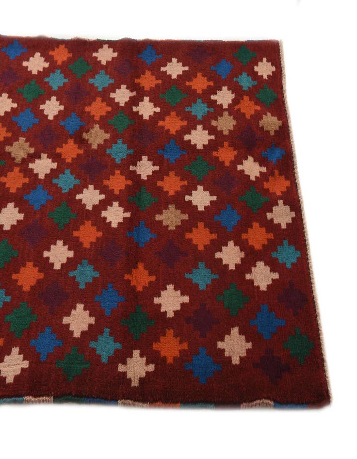 Detail image of  3' x 9' 10  Hand Knotted Balouch Wool Runner Rug