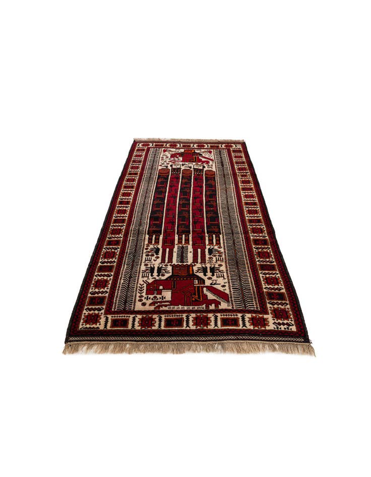 Detail image of  3' 9 x 7' 6  Hand Knotted Balouch Persian Wool Runner Rug