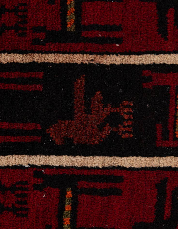 Detail image of  3' 9 x 7' 6  Hand Knotted Balouch Persian Wool Runner Rug