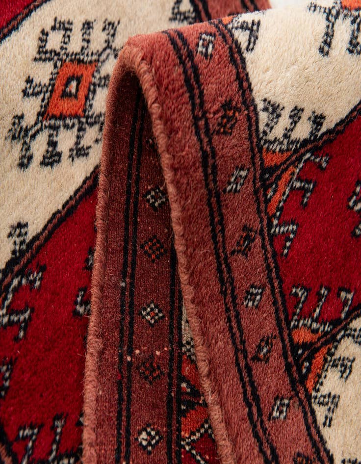 Detail image of  1' x 4' 10  Hand Knotted Bokhara Oriental Wool Runner Rug
