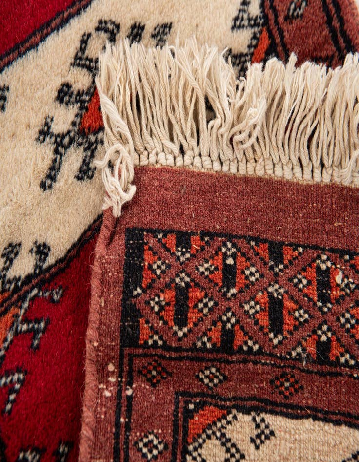 Detail image of  1' x 4' 10  Hand Knotted Bokhara Oriental Wool Runner Rug