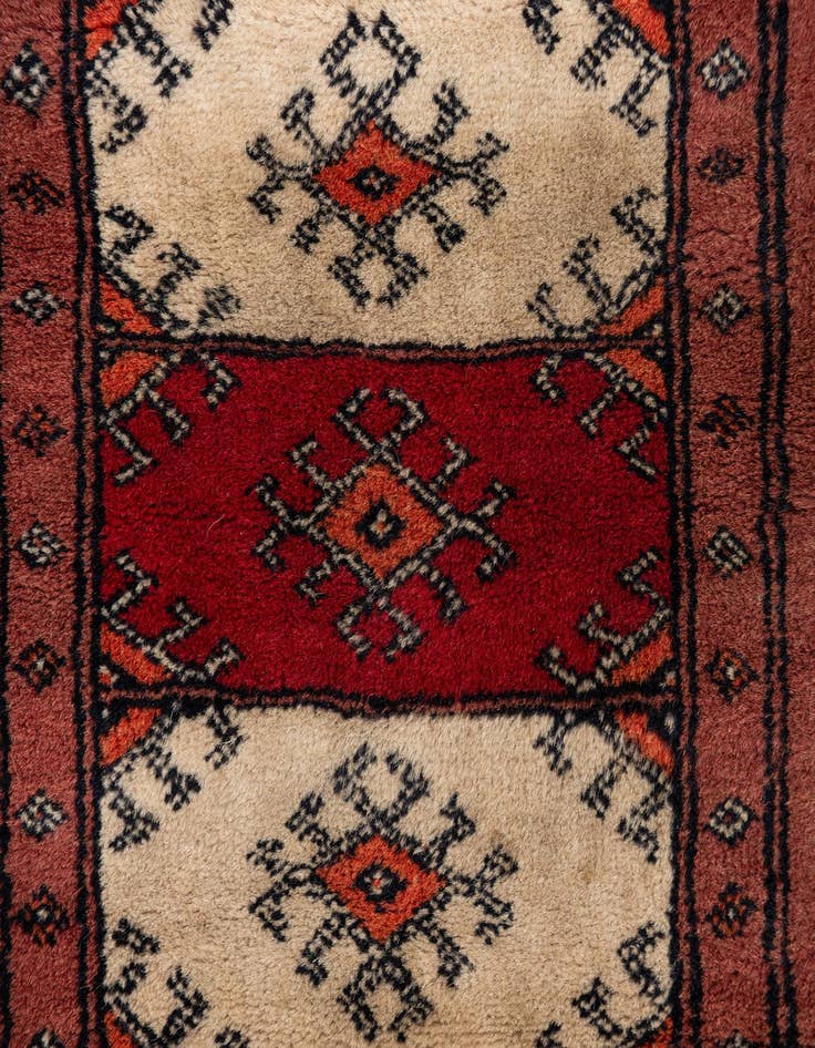 Detail image of  1' x 4' 10  Hand Knotted Bokhara Oriental Wool Runner Rug