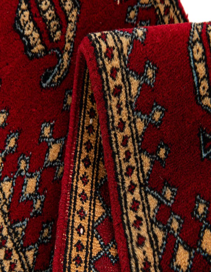 Detail image of  1' x 4' 5  Hand Knotted Bokhara Oriental Wool Runner Rug