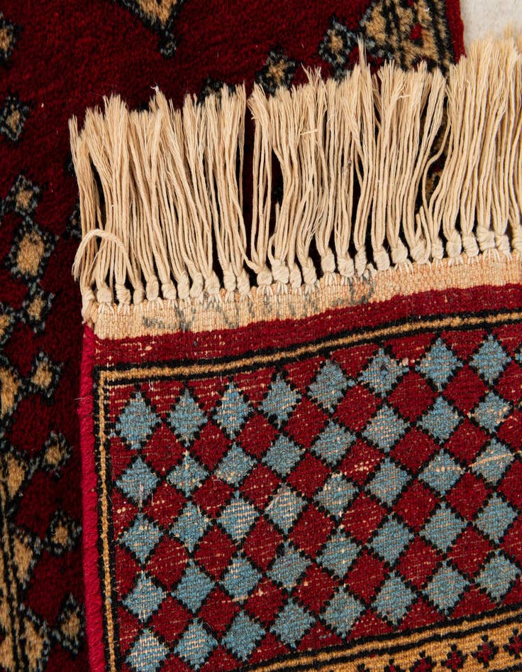 Detail image of  1' x 4' 5  Hand Knotted Bokhara Oriental Wool Runner Rug