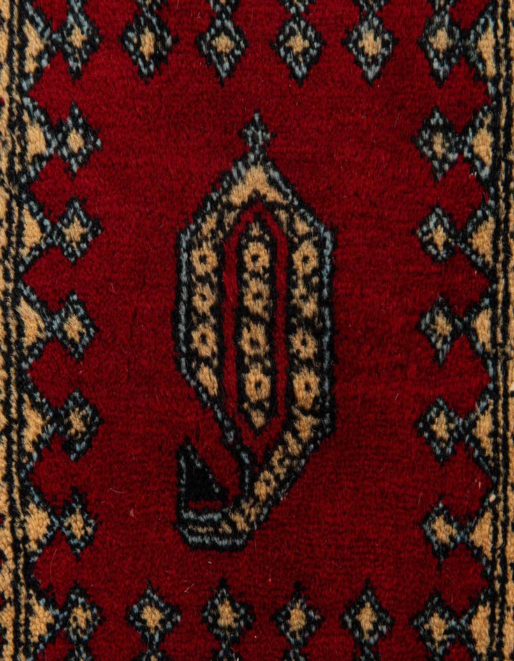 Detail image of  1' x 4' 5  Hand Knotted Bokhara Oriental Wool Runner Rug
