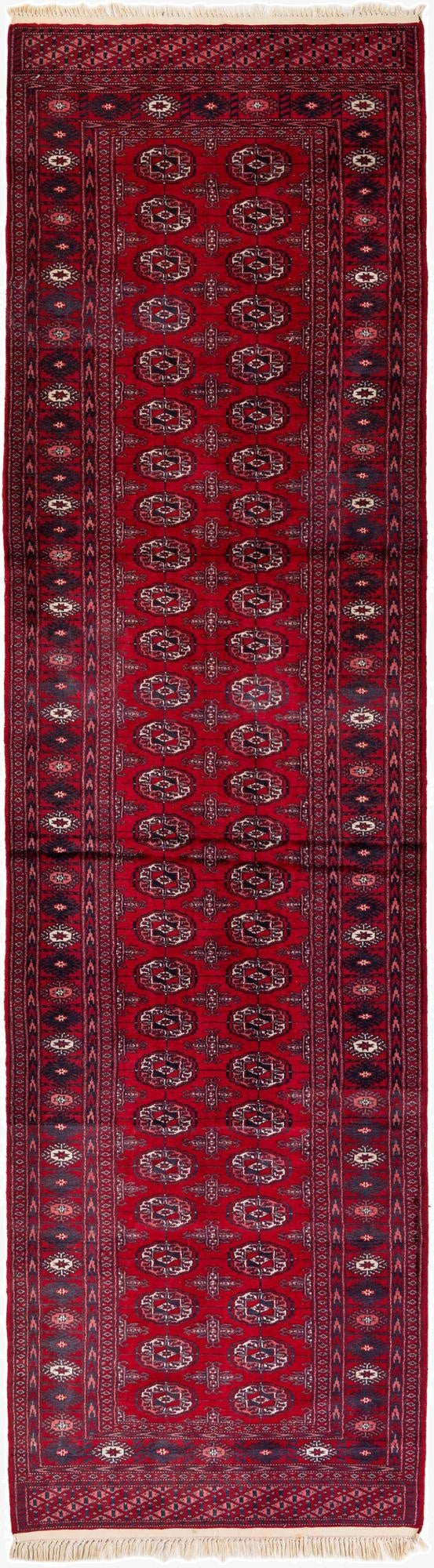  3' 2 x 11' 6  Hand Knotted Bokhara Oriental Wool Runner Rug