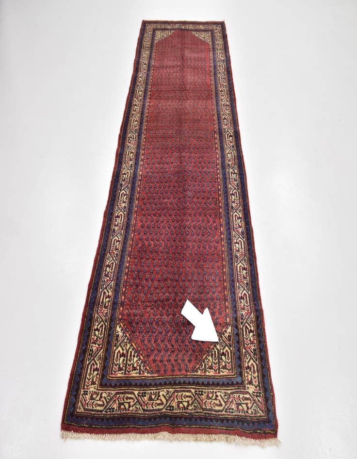 Detail image of 3' 6 x 10' Hand Knotted Botemir Persian Wool Runner Rug