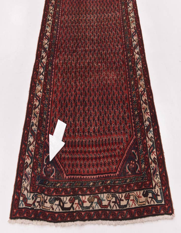 Detail image of  4' 2 x 9' 6  Hand Knotted Botemir Persian Wool Runner Rug