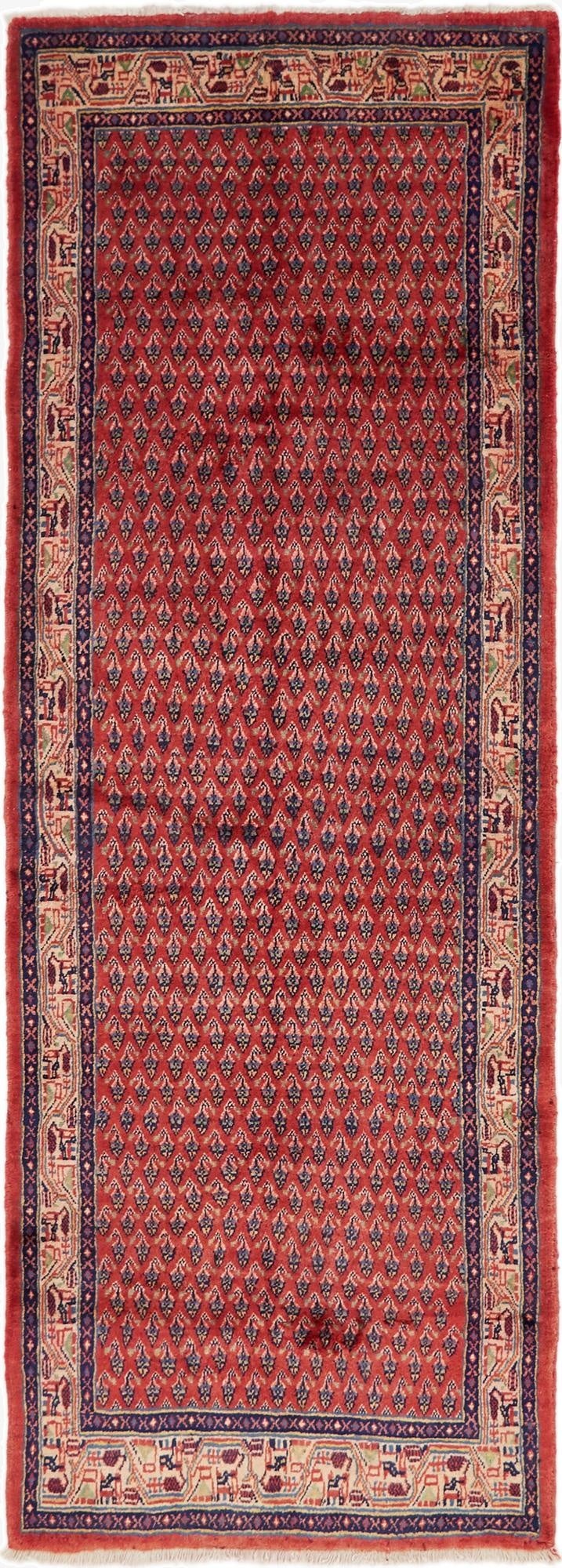  3' 10 x 10' 8  Hand Knotted Botemir Persian Wool Runner Rug