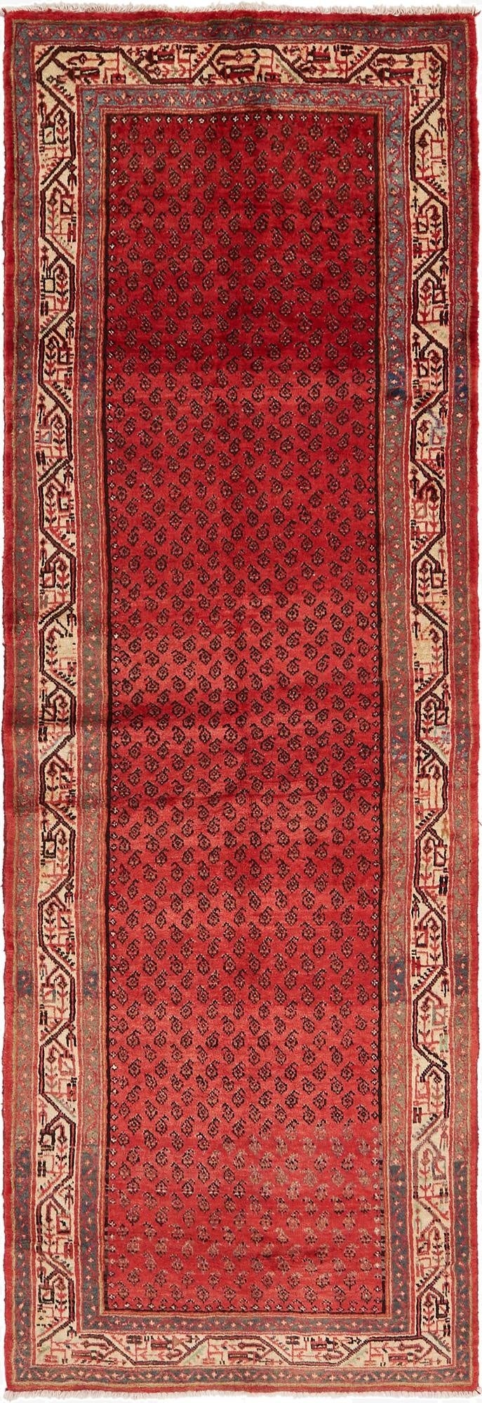  3' 7 x 10' 7  Hand Knotted Botemir Persian Wool Runner Rug