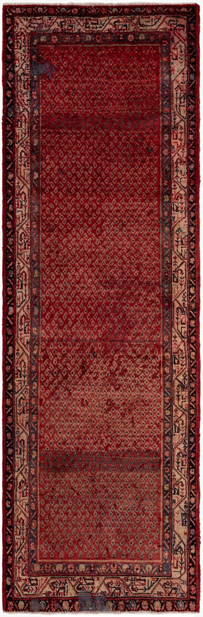  3' 6 x 10' 8  Hand Knotted Botemir Persian Wool Runner Rug
