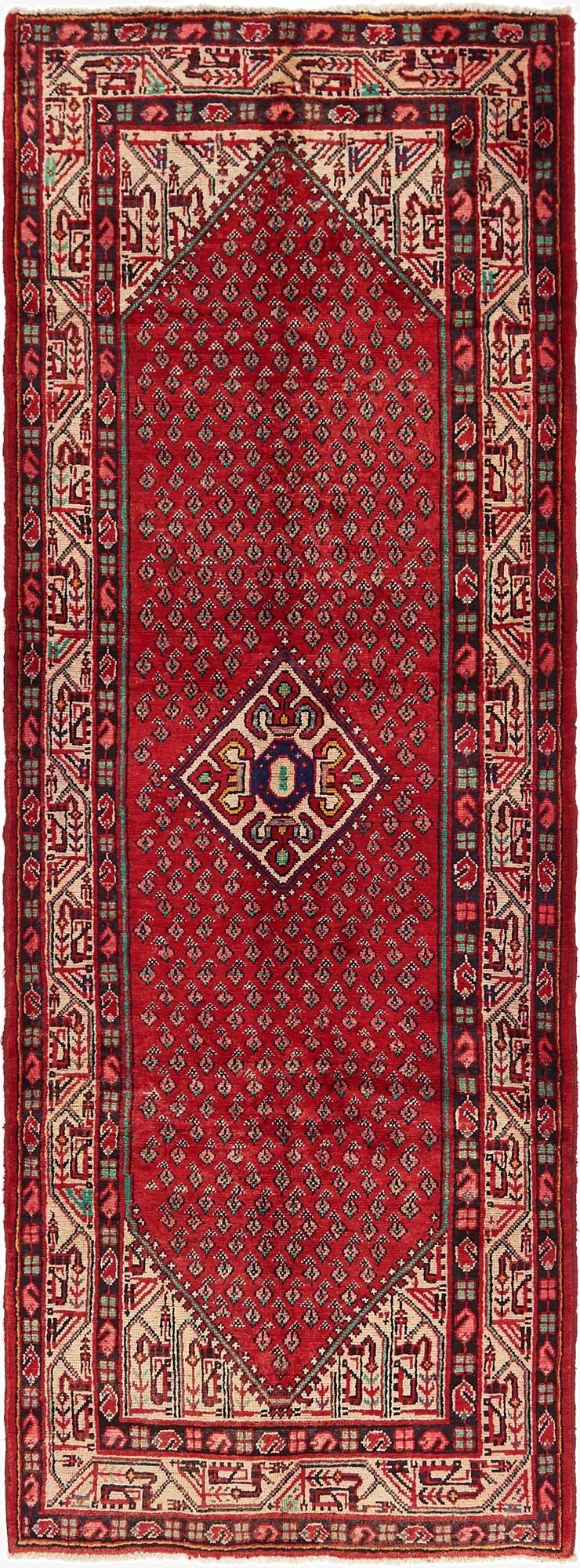  3' 7 x 10'  Hand Knotted Botemir Persian Wool Runner Rug