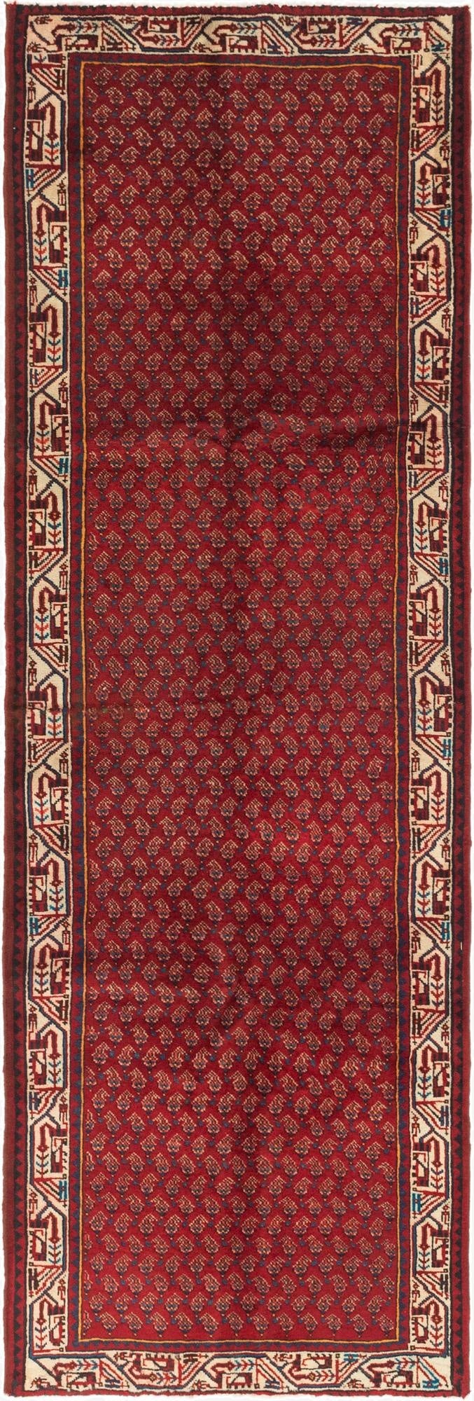  3' 6 x 10' 3  Hand Knotted Botemir Persian Wool Runner Rug