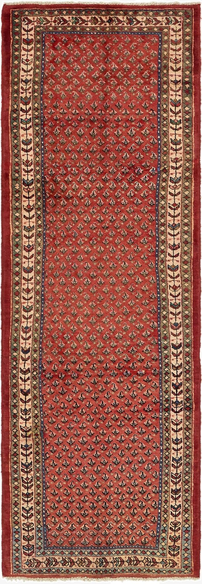  3' 5 x 10' 2  Hand Knotted Botemir Persian Wool Runner Rug