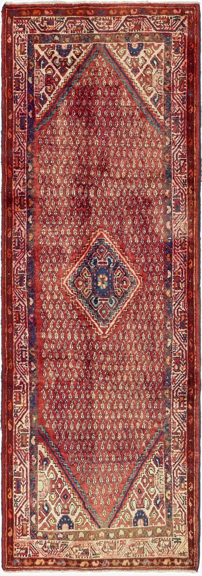  3' 5 x 10'  Hand Knotted Botemir Persian Wool Runner Rug