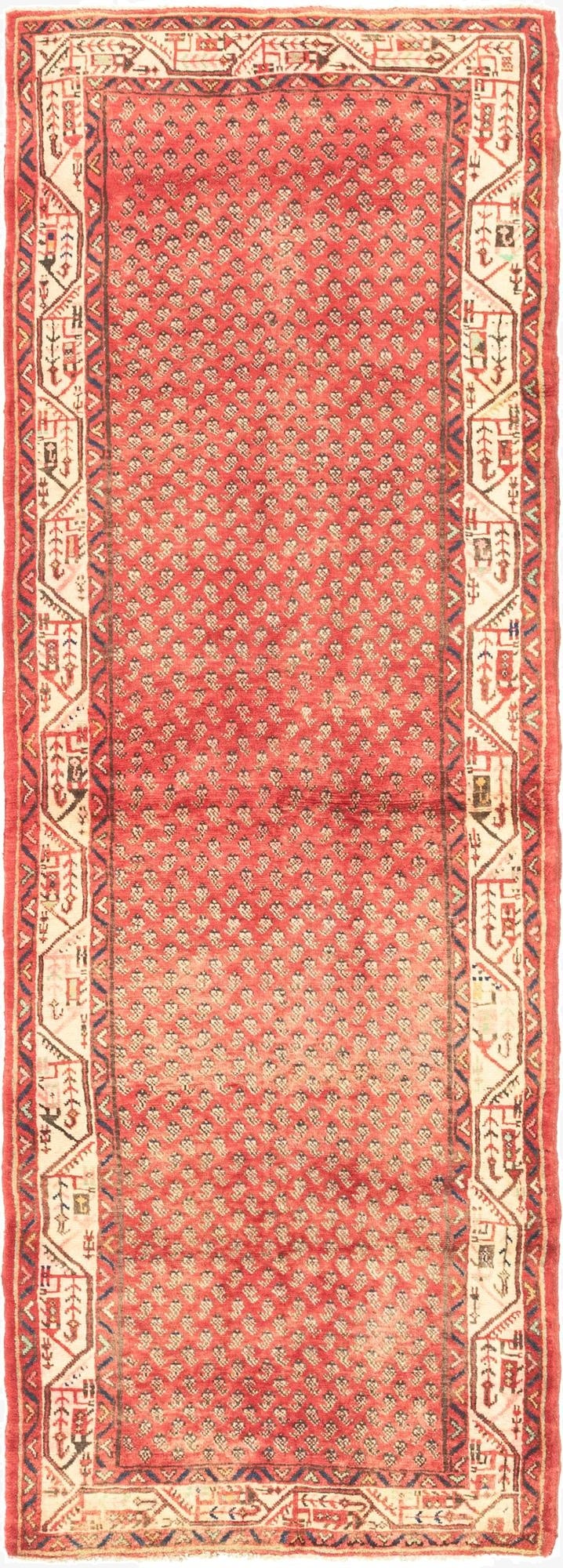  3' 7 x 10' 4  Hand Knotted Botemir Persian Wool Runner Rug