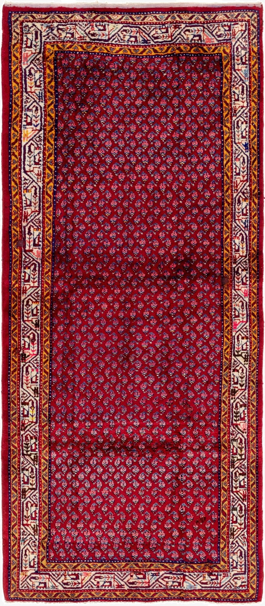  3' 10 x 9' 6  Hand Knotted Botemir Persian Wool Runner Rug