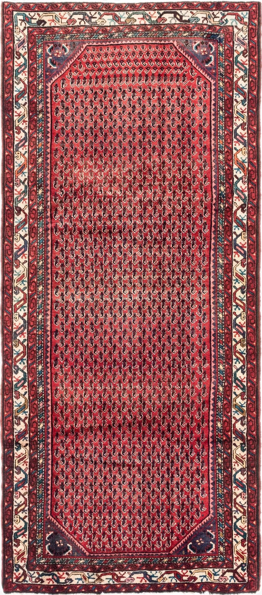  4' 2 x 9' 6  Hand Knotted Botemir Persian Wool Runner Rug