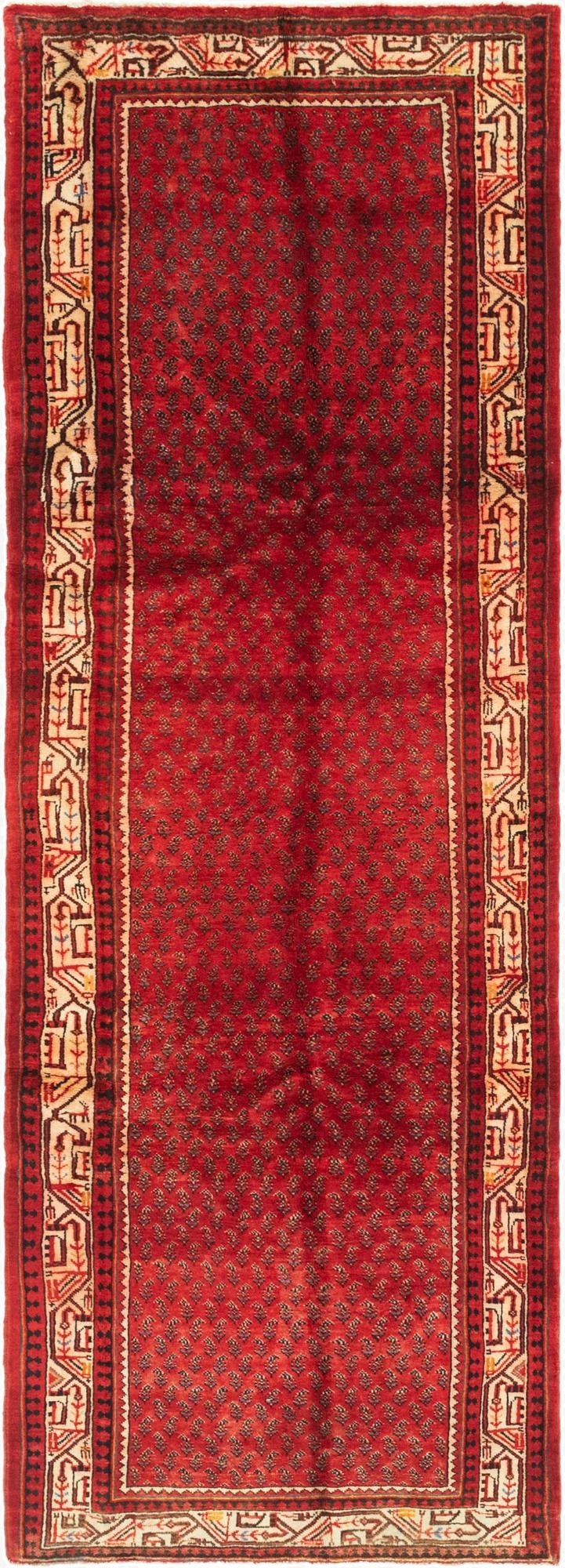  3' 9 x 10' 9  Hand Knotted Botemir Persian Wool Runner Rug