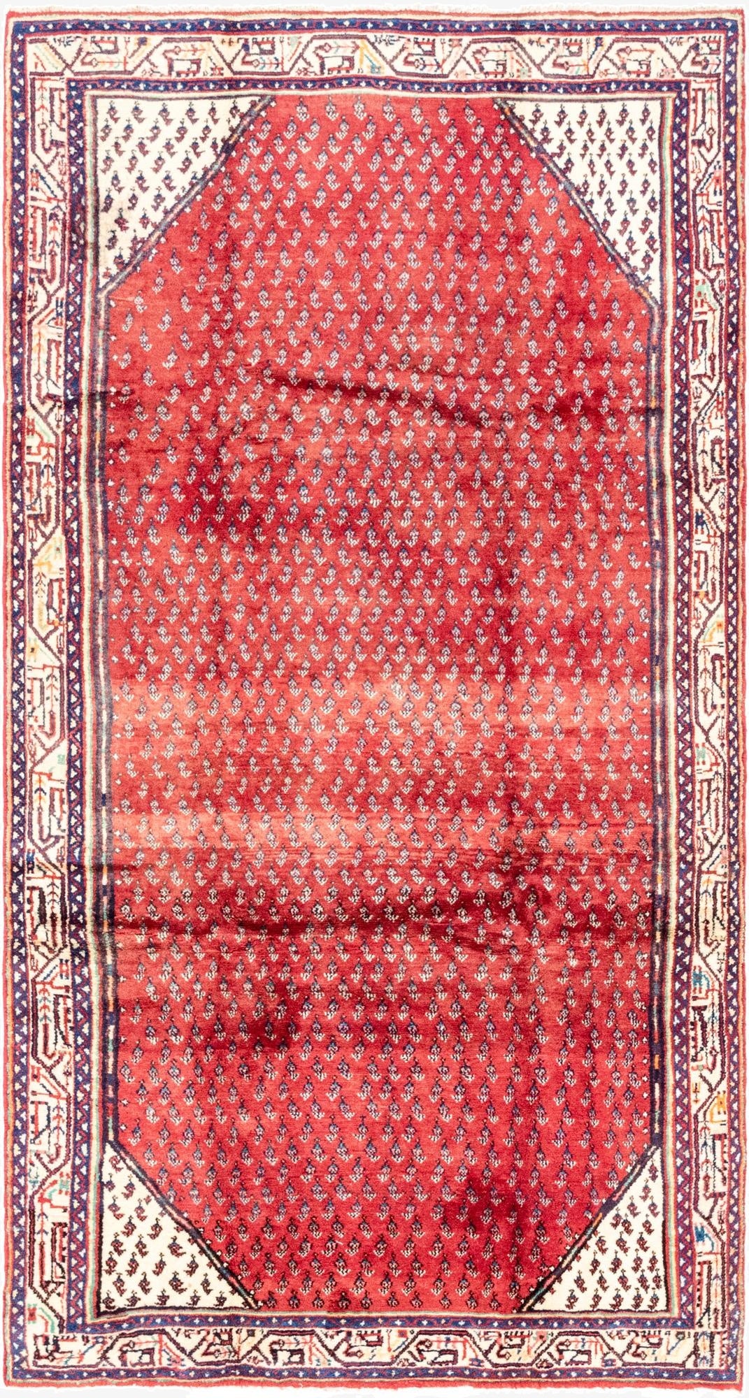  4' 10 x 9' 6  Hand Knotted Botemir Persian Wool Runner Rug