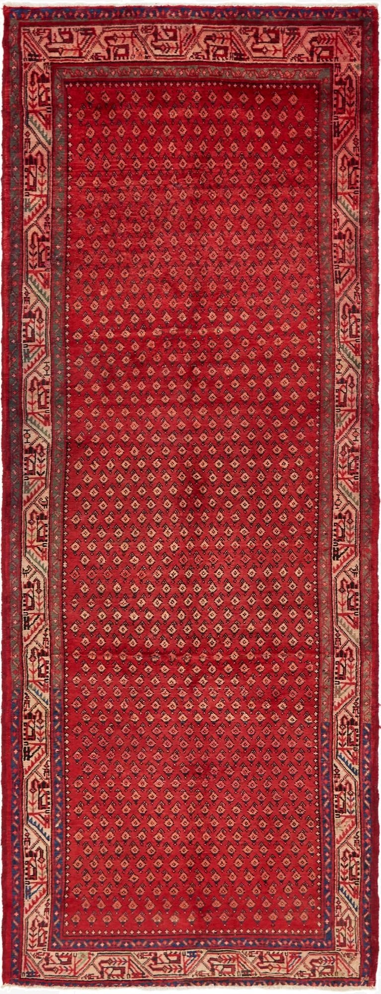  3' 10 x 10' 9  Hand Knotted Botemir Persian Wool Runner Rug