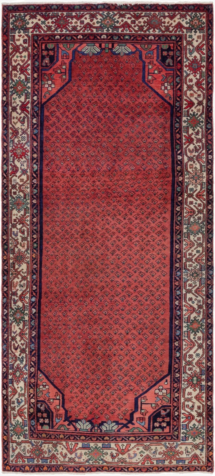  4' 2 x 9' 6  Hand Knotted Botemir Persian Wool Runner Rug