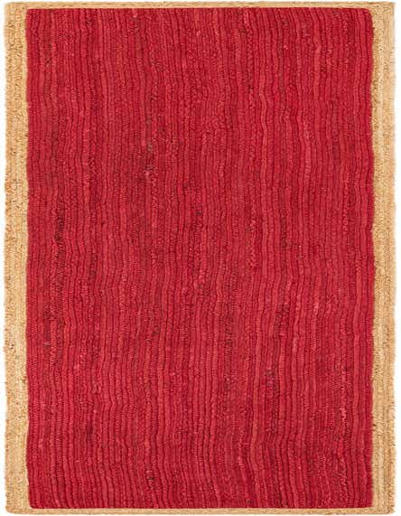 A 12 ft red runner rug with natural jute borders, featuring a textured, braided design, perfect for a hallway.