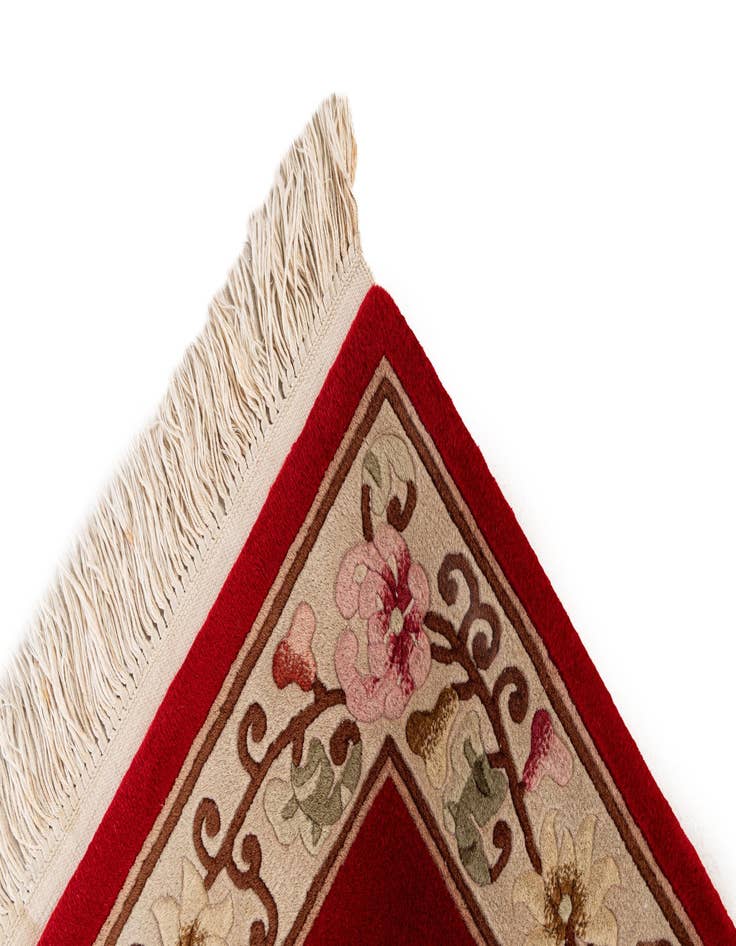 Detail image of  2' 3 x 4' 9  Hand Knotted Carved Pekin Wool Runner Rug