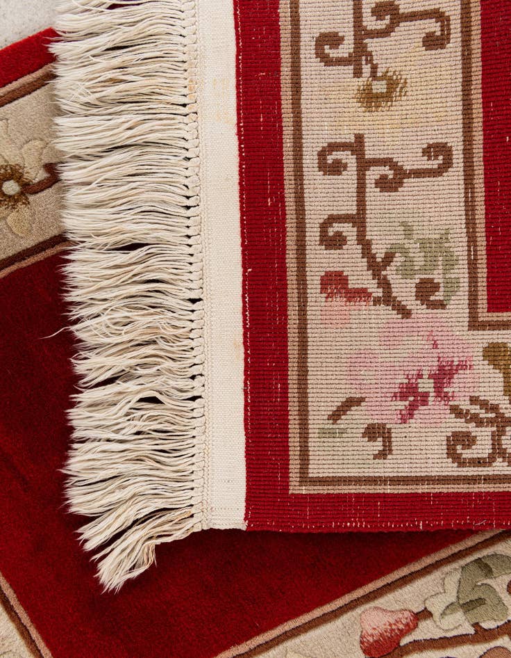Detail image of  2' 3 x 4' 9  Hand Knotted Carved Pekin Wool Runner Rug