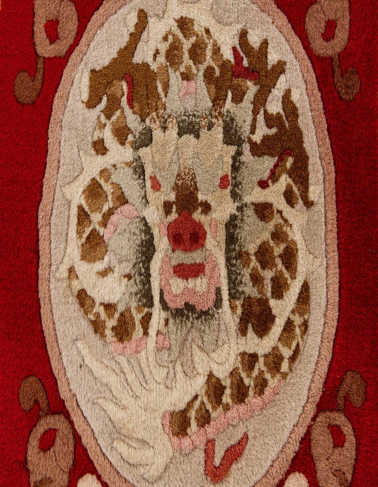 Detail image of  2' 3 x 4' 9  Hand Knotted Carved Pekin Wool Runner Rug