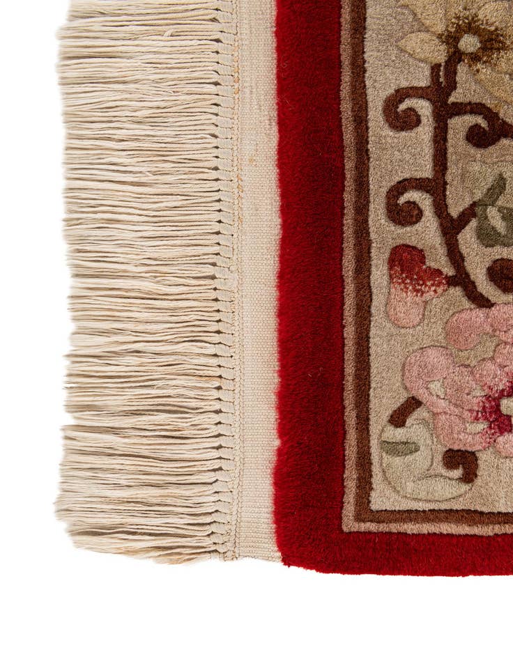 Detail image of  2' 3 x 4' 9  Hand Knotted Carved Pekin Wool Runner Rug