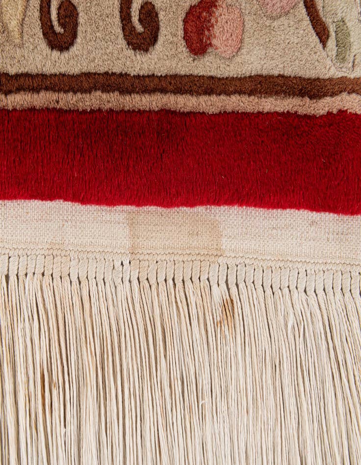 Detail image of  2' 3 x 4' 9  Hand Knotted Carved Pekin Wool Runner Rug