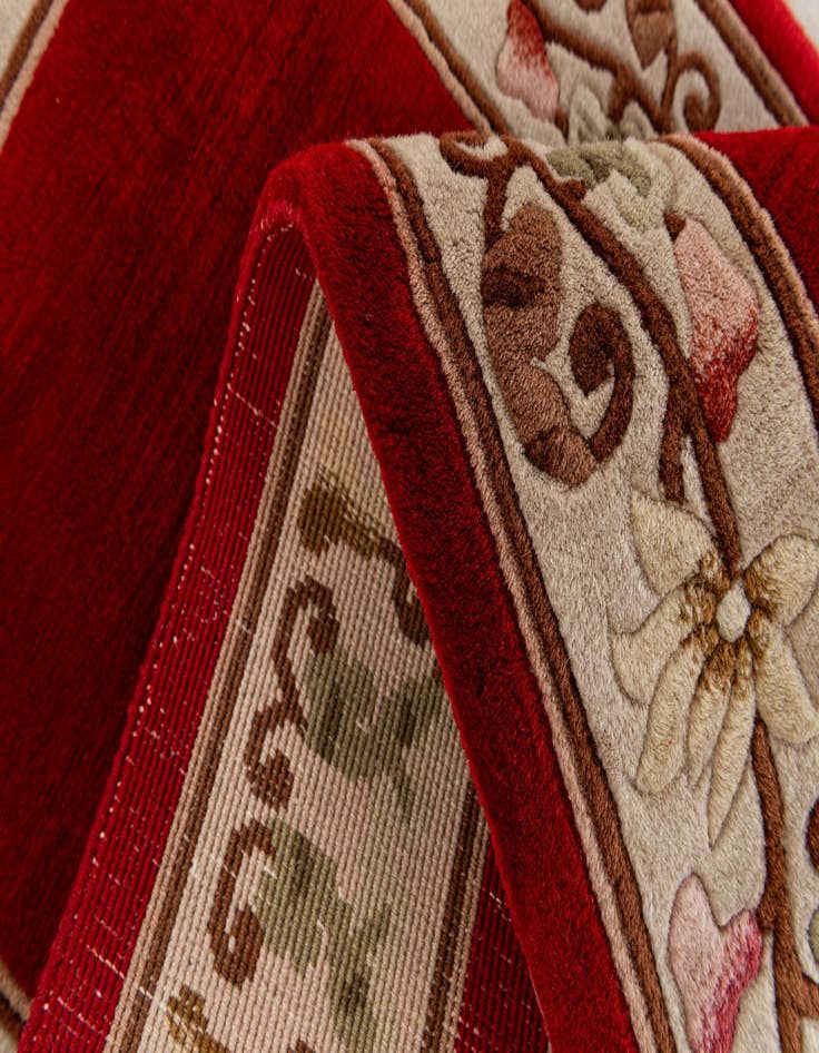 Detail image of  2' 3 x 4' 9  Hand Knotted Carved Pekin Wool Runner Rug