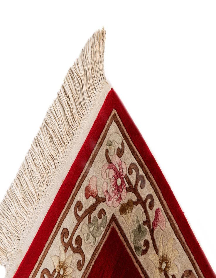 Detail image of  2' 3 x 4' 9  Hand Knotted Carved Pekin Wool Runner Rug