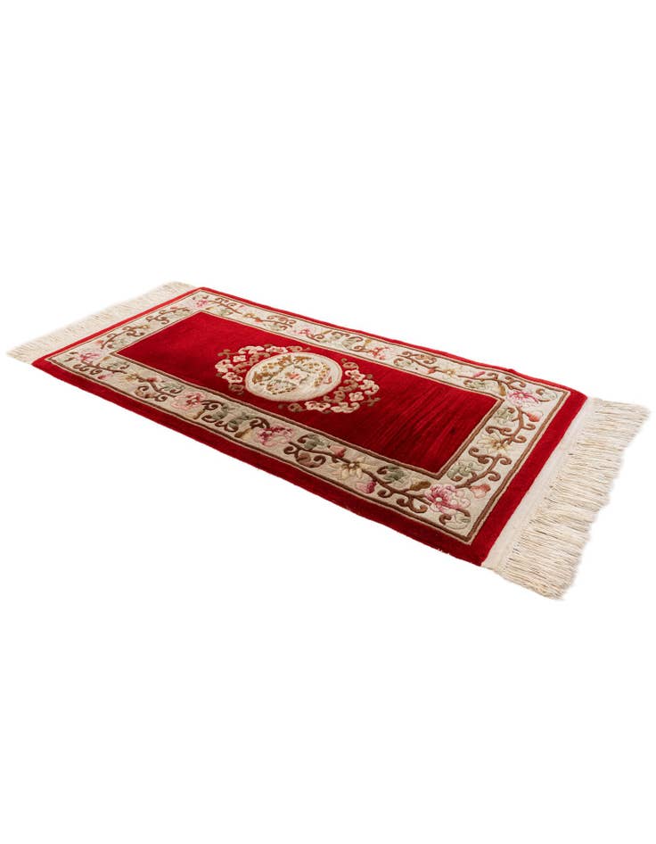 Detail image of  2' 3 x 4' 9  Hand Knotted Carved Pekin Wool Runner Rug