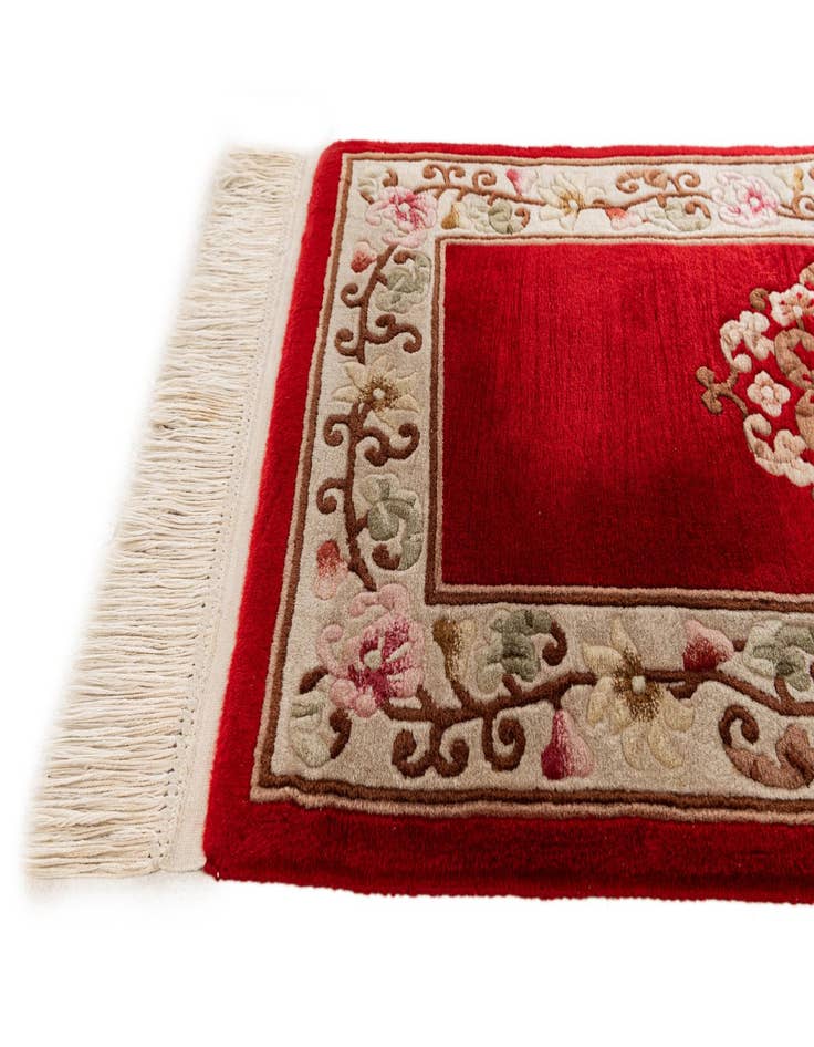 Detail image of  2' 3 x 4' 9  Hand Knotted Carved Pekin Wool Runner Rug