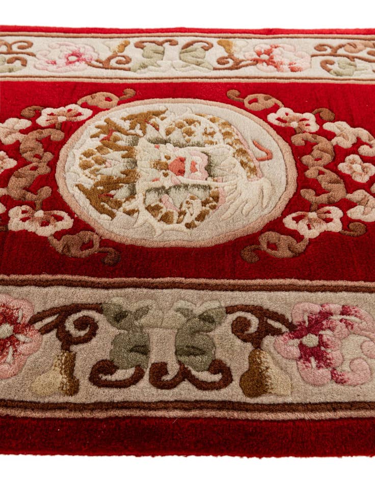Detail image of  2' 3 x 4' 9  Hand Knotted Carved Pekin Wool Runner Rug