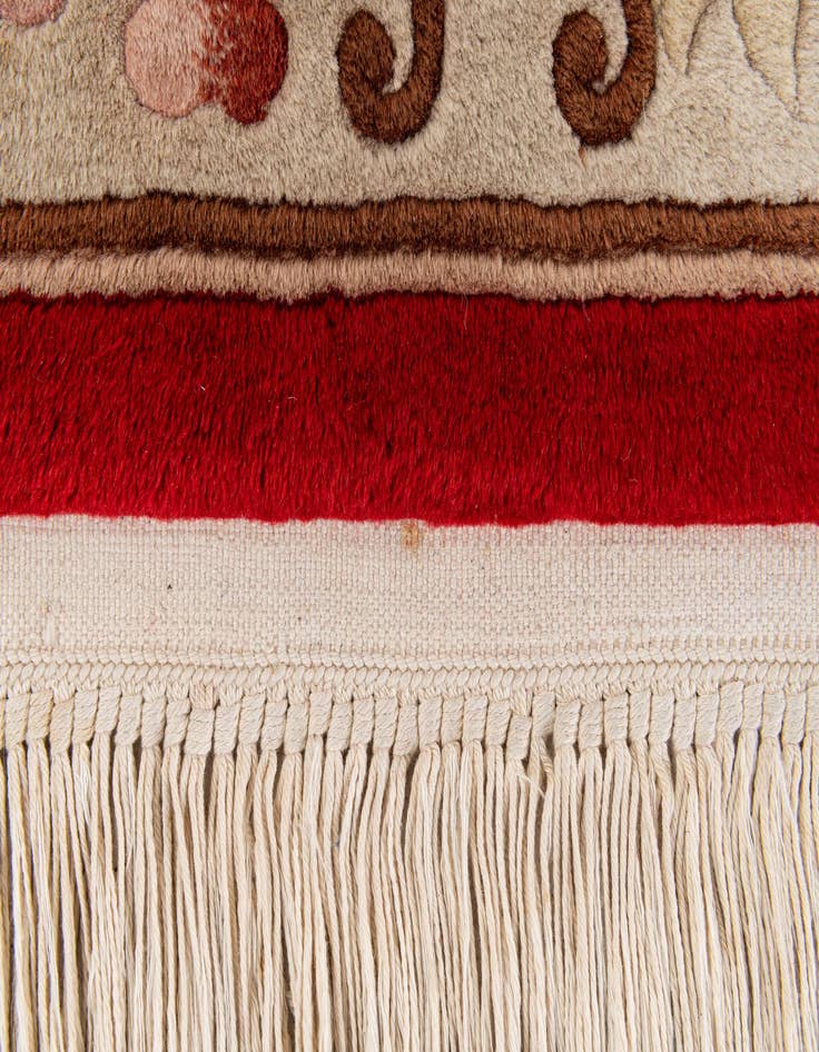 Detail image of  2' 3 x 4' 9  Hand Knotted Carved Pekin Wool Runner Rug
