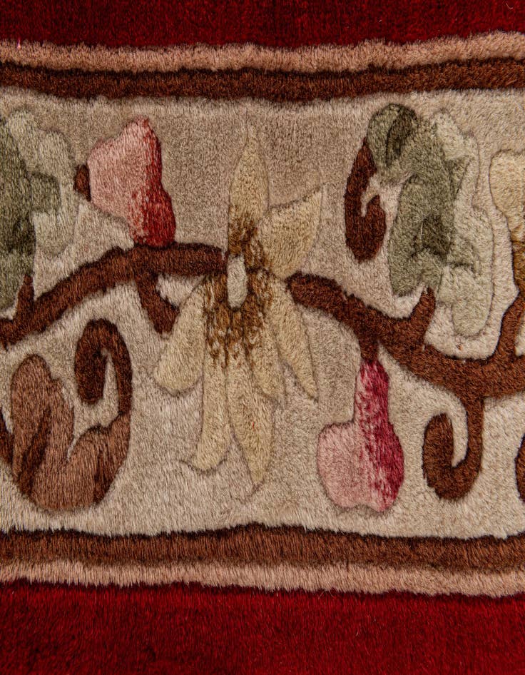 Detail image of  2' 3 x 4' 9  Hand Knotted Carved Pekin Wool Runner Rug