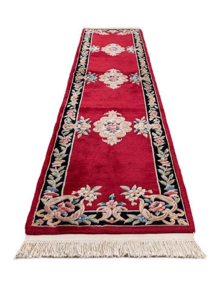 Detail image of  2' 7 x 12' 2  Hand Knotted Carved Pekin Wool Runner Rug