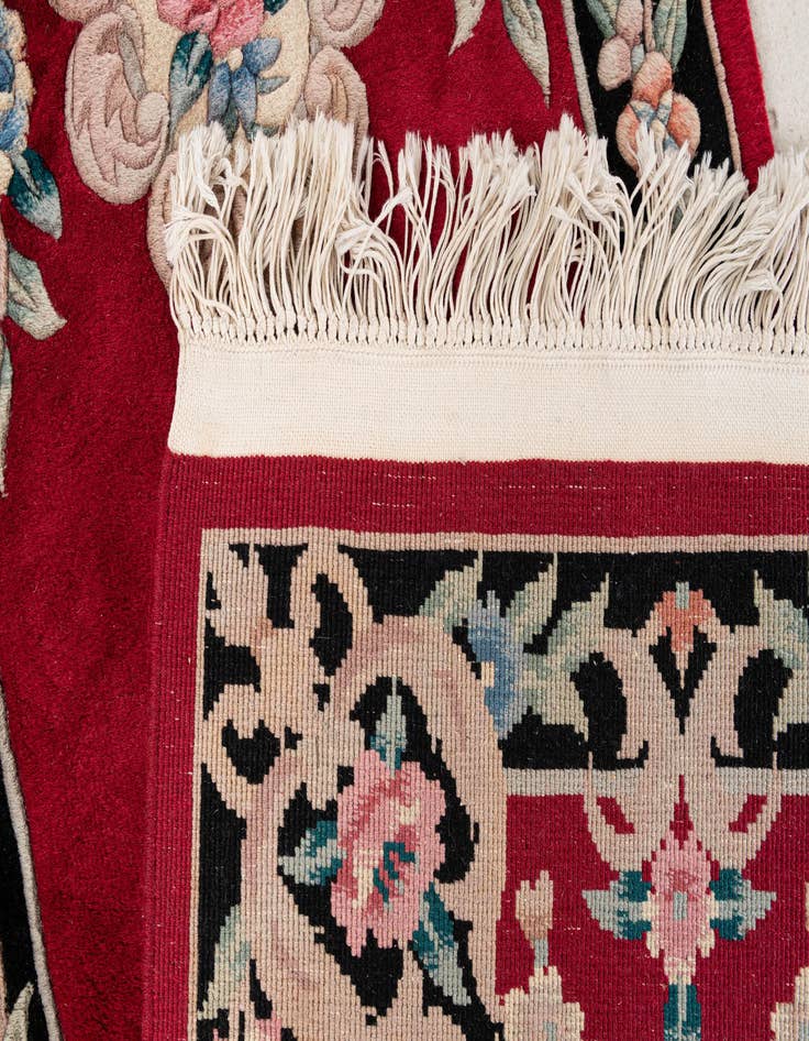 Detail image of  2' 7 x 12' 2  Hand Knotted Carved Pekin Wool Runner Rug